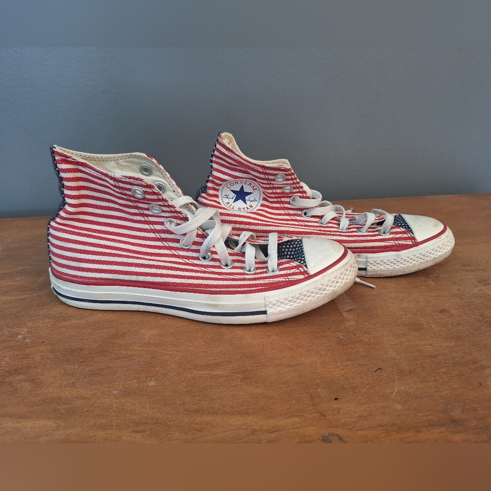 Converse Red and White Striped Sneakers